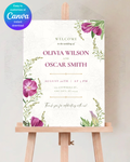 Purple Wildflower Wedding Welcome Sign | Editable Canva Template | Digital Download