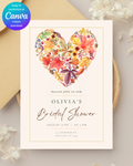 Fall Heart Bridal Shower Invitation — Editable Digital Download Template