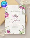Purple Wildflower Baby Shower Invitation | Minimalist Printable Invite | Digital Download