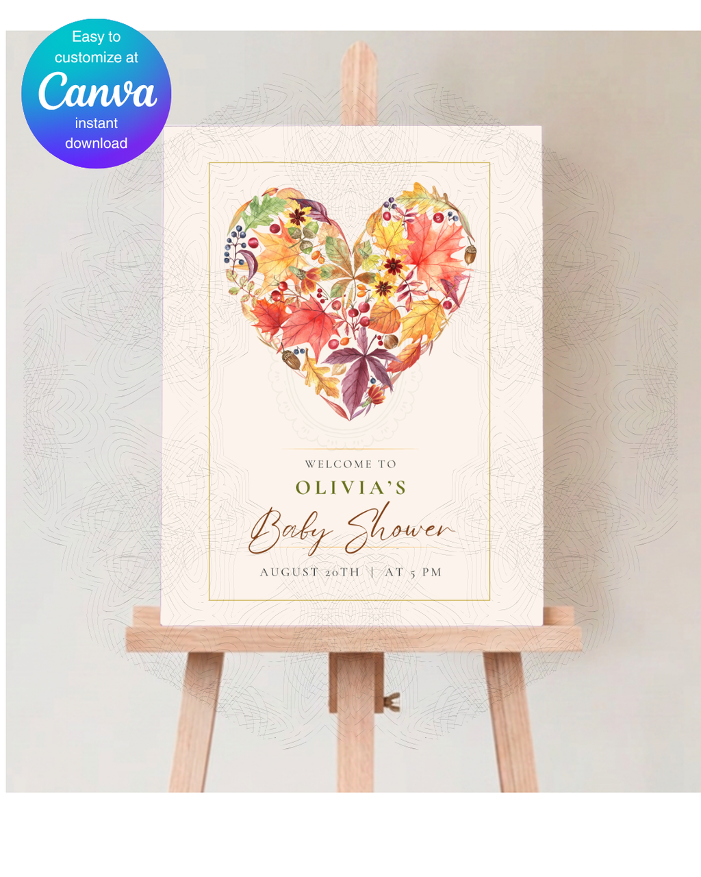 Fall Baby Shower Welcome Sign | Editable Canva Template | Instant Digital Download