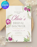 Purple Wildflower Bridal Shower Invitation | Minimalist Printable Invite | Digital Download