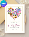 Wildflower Heart Bridal Shower Invitation — Editable Digital Download Template