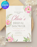 Pink Wildflower Bridal Shower Invitation | Minimalist Printable Invite | Digital Download