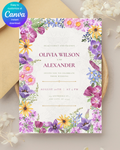 Wildflower Border Wedding Invitation | Printable Botanical Invite | Digital Download