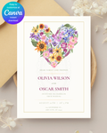 Wildflower Heart Wedding Invitation — Editable Digital Download Template