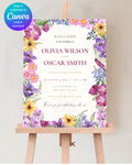 Wedding Welcome Sign Printable | Colorful Wildflower Canva Template | Digital Download
