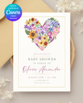 Wildflower Heart Baby Shower Invitation — Editable Digital Download Template