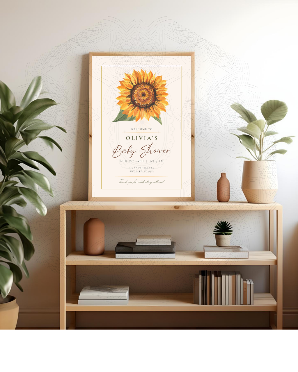 Sunflower Baby Shower Welcome Sign | Editable Canva Template | Instant Digital Download