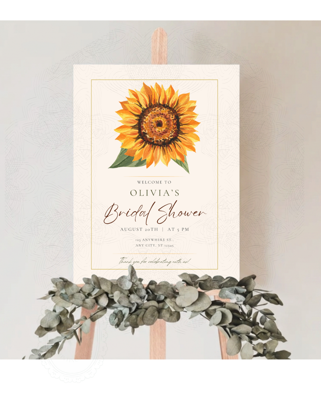 Sunflower Bridal Shower Welcome Sign | Editable Canva Template | Digital Download