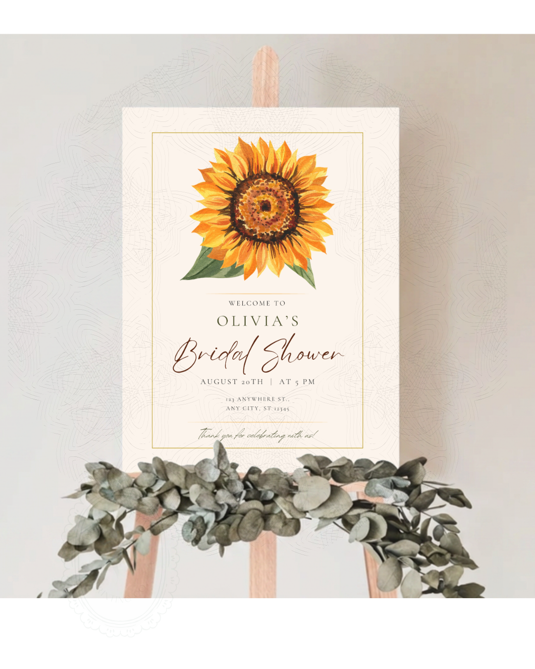 Sunflower Bridal Shower Welcome Sign | Editable Canva Template | Digital Download
