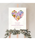 Wildflower Heart Bridal Shower Welcome Sign | Editable Canva Template | Digital Download