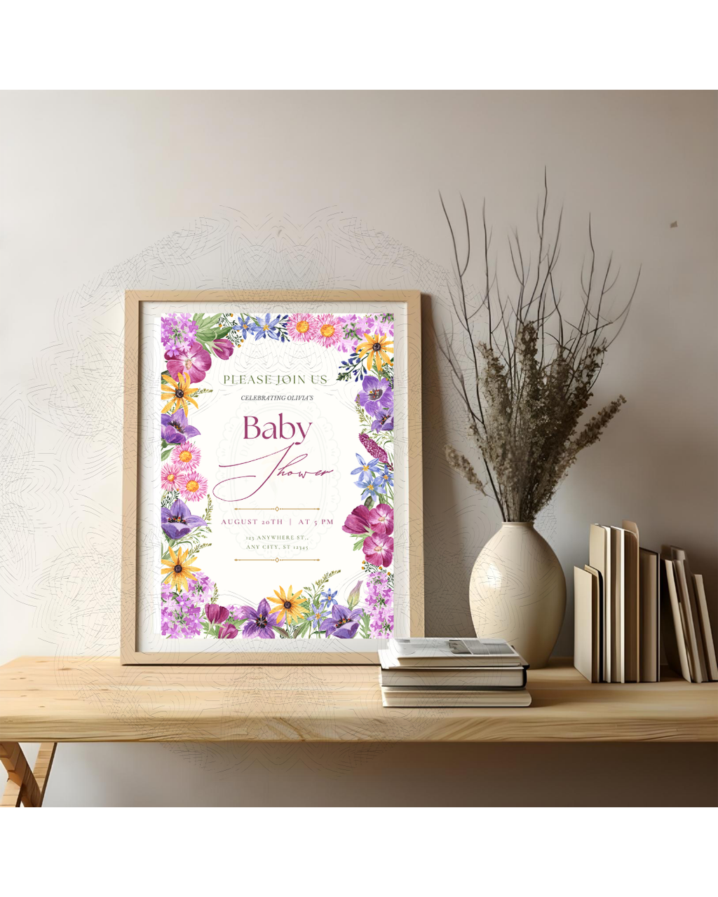 Wildflower Baby Shower Invitation | Printable Floral Invite | Digital Download