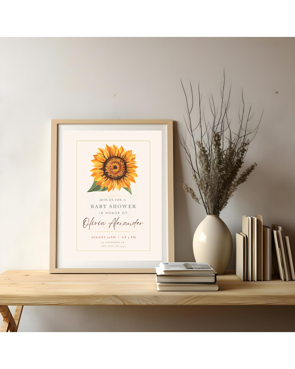 Sunflower Baby Shower Invitation — Editable Digital Download Template
