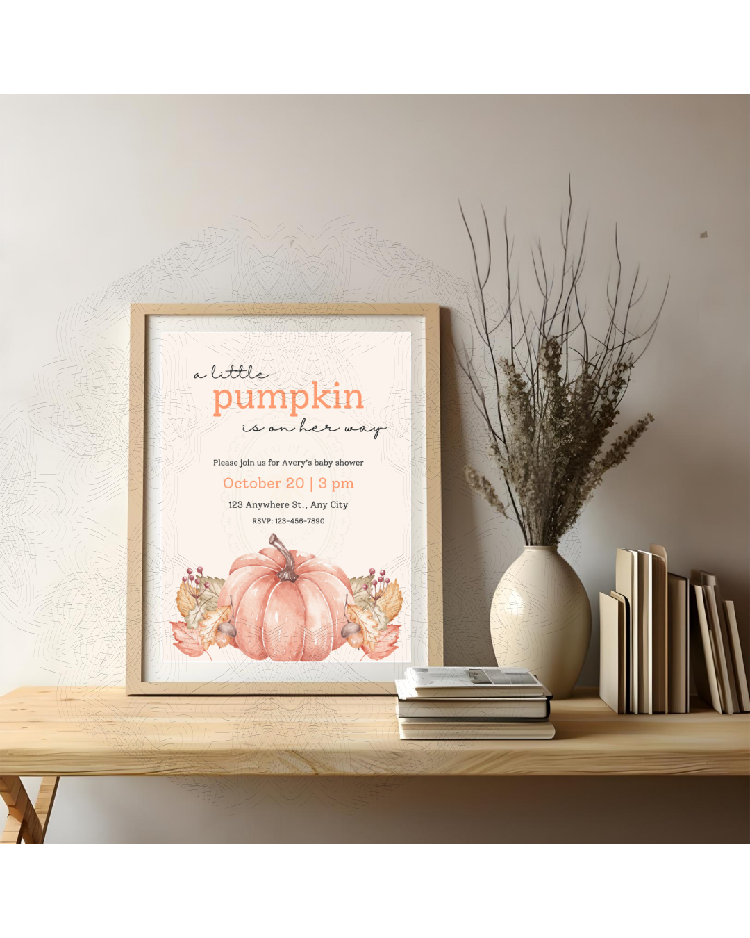 Fall Pumpkin Baby Shower Invitation | Printable Invite | Digital Download