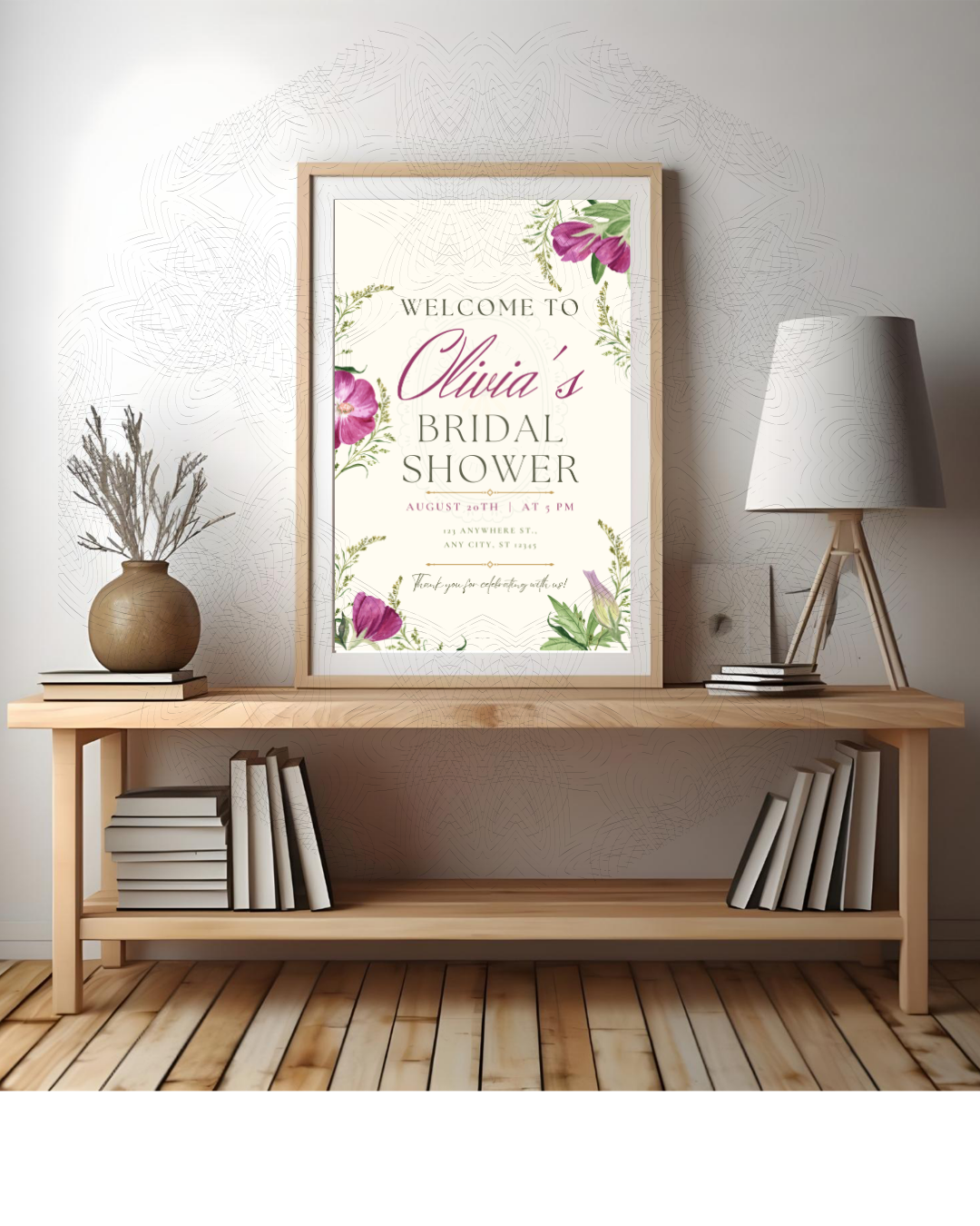 Purple Wildflower Bridal Shower Welcome Sign | Editable Canva Template | Digital Download