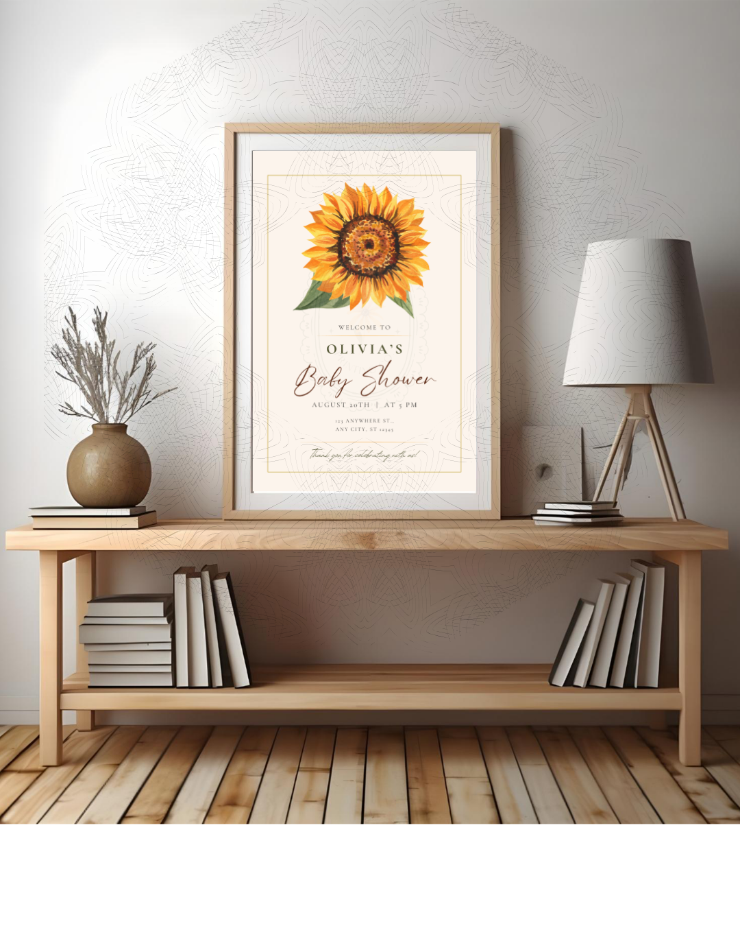 Sunflower Baby Shower Welcome Sign | Editable Canva Template | Instant Digital Download