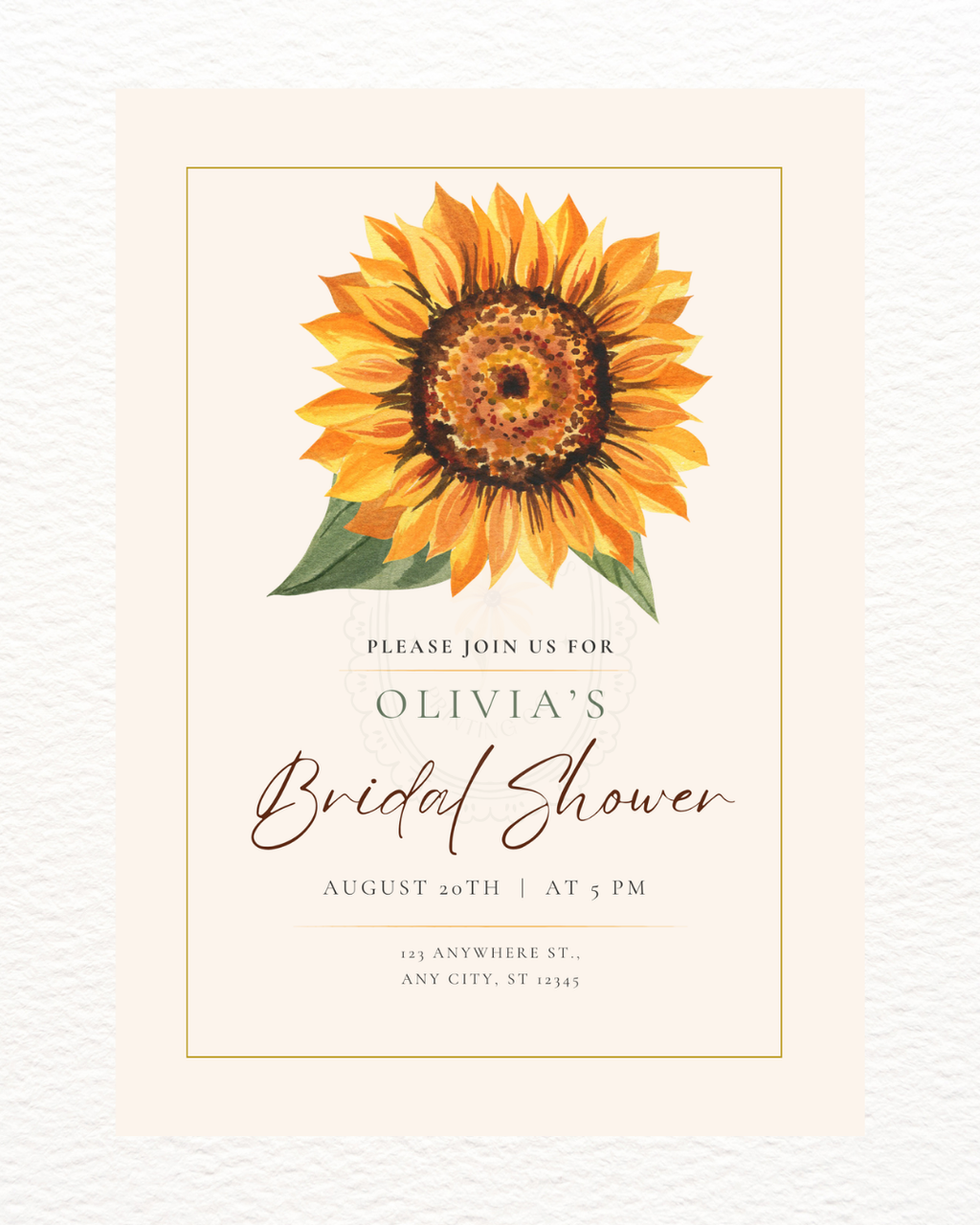 Sunflower Bridal Shower Invitation — Editable Digital Download Template