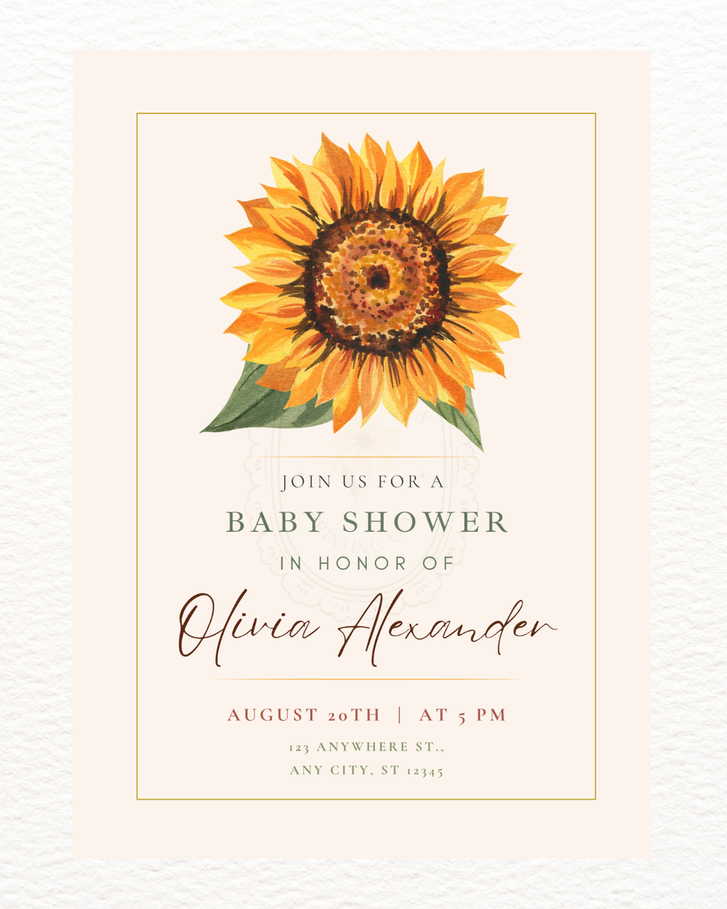 Sunflower Baby Shower Invitation — Editable Digital Download Template