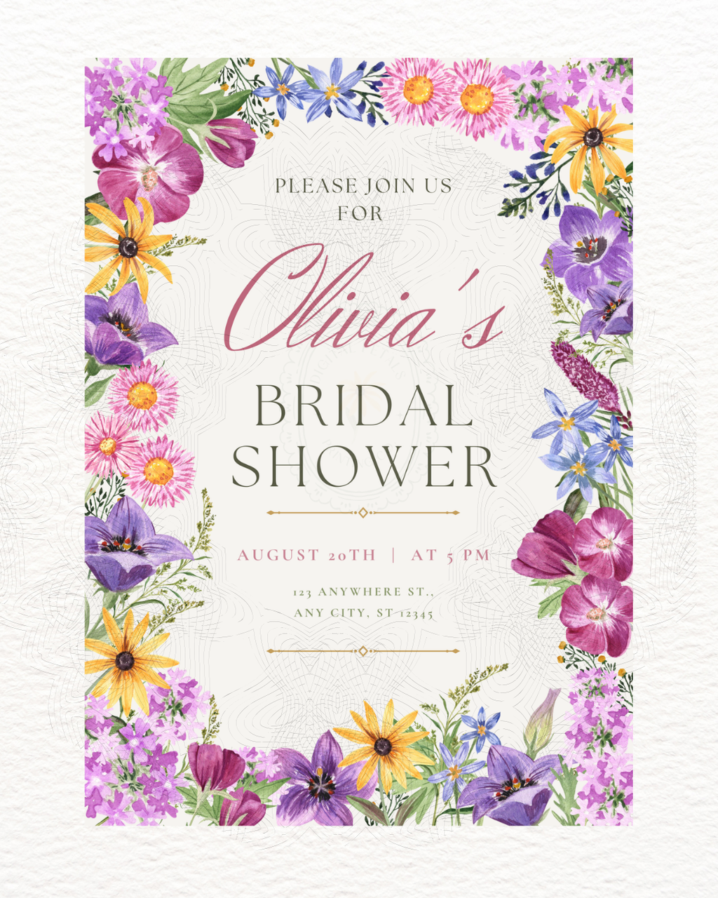Wildflower Bridal Shower Invitation | Printable Floral Invite | Digital Download