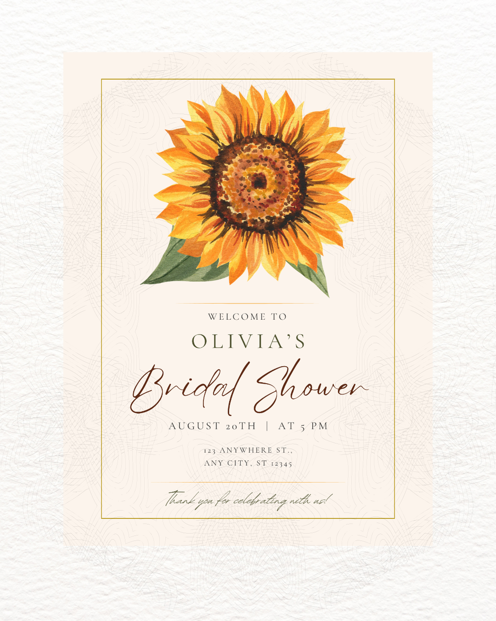 Sunflower Bridal Shower Welcome Sign | Editable Canva Template | Digital Download