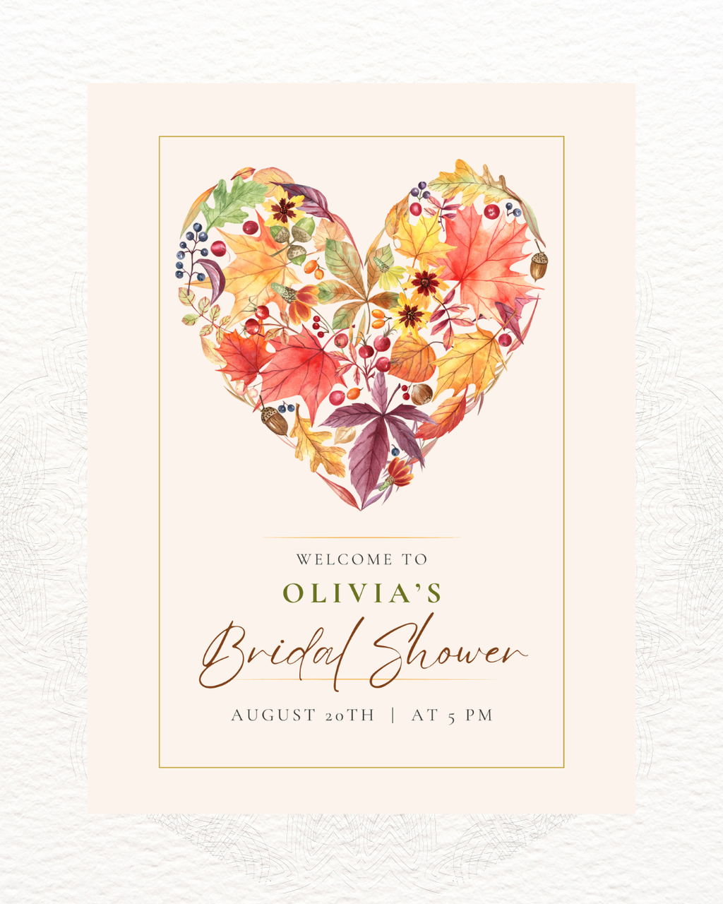 Fall Bridal Shower Welcome Sign | Editable Canva Template | Digital Download