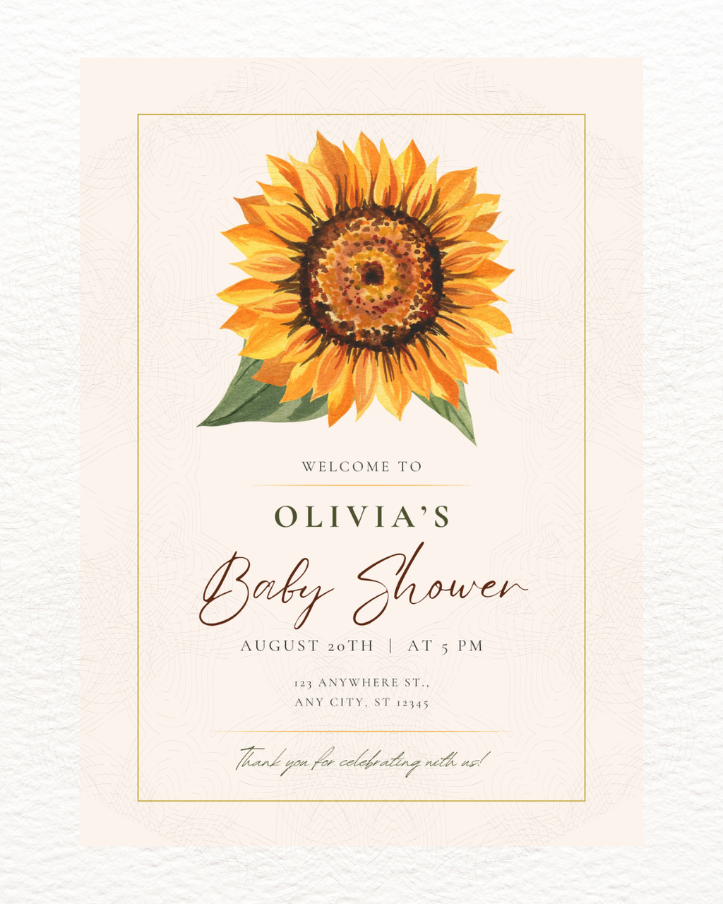 Sunflower Baby Shower Welcome Sign | Editable Canva Template | Instant Digital Download